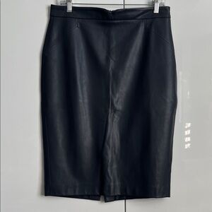 PREMISE NWOT Elegant Dark Grey Faux Leather Pencil Skirt, Size 8